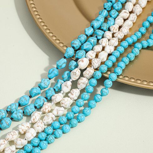 3 Pcs Turquoise Beads Necklace 47 Inch Long Endless Necklace Multi Strand Layer Knotted Homemade Jewelry for Women in Saudi Arabia