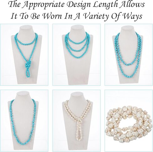 3 Pcs Turquoise Beads Necklace 47 Inch Long Endless Necklace Multi Strand Layer Knotted Homemade Jewelry for Women in Saudi Arabia