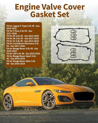 Engine Valve Cover Gasket Set Fit for Jaguar F-Type F-Pace XF XE XJ 3.0L, Fit for Land Rover Discovery LR4/ Range Rover Sport Velar 3.0L V6-Gas, Replace AJ813023, C2D3527, LR041869, LR011220 in Kuwait