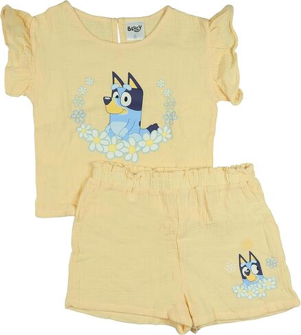 Seven Times Six Bluey Toddler Girls 2 Piece Floral Short Sleeve Ruffle And Shorts Set in Saudi Arabia
