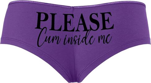 Knaughty Knickers Please Cum Inside Me Bareback Breed Me Cream Pie Cumslut Purple Boyshort Panties With Adult Design in Saudi Arabia