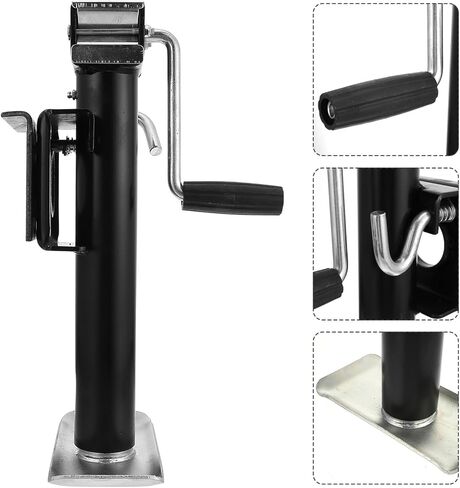 Manual Trailer Jack Stabilizer with 900kg Load Capacity, Side Crank Car Lifting Supporter for Rv Trailer, Yacht Stabilizing Bracket in Black in Saudi Arabia