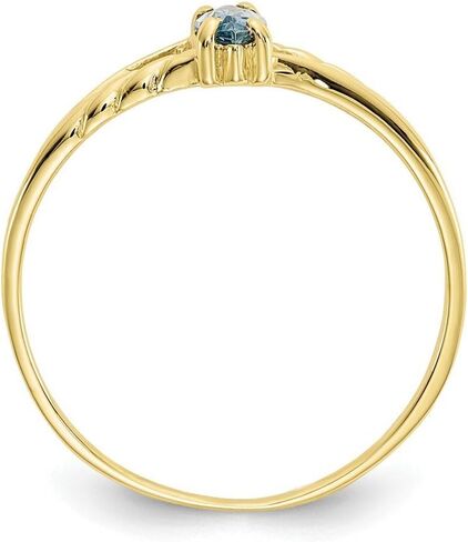 Solid 10K Yellow Gold Polished Geniune Aquamarine Birthstone Ring, Gem Ctw.0.2 in Saudi Arabia