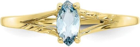 Solid 10K Yellow Gold Polished Geniune Aquamarine Birthstone Ring, Gem Ctw.0.2 in Saudi Arabia