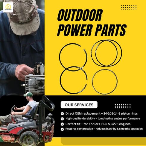 24‑108‑14‑S مجموعة حلقات المكبس 24 108 14 S 2410814S متوافقة مع Kohler CH25 CV25 2 حزم 2 مجموعتين من حلقات المكبس in Kuwait