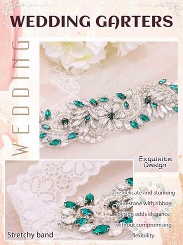 Woeoe Wedding Garters for Bride, Lace Bridal Garter Set with Clear in Saudi Arabia