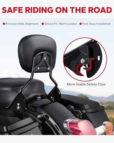 مسند ظهر Amazicha Passenger Sissy Bar، مسند ظهر Sissy Bar سريع التحرير مناسب لـ Harley Davidson Touring Street Glide Road King Road Glide Electra Glide 2009-2024، أسود in Kuwait
