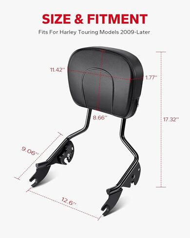 مسند ظهر Amazicha Passenger Sissy Bar، مسند ظهر Sissy Bar سريع التحرير مناسب لـ Harley Davidson Touring Street Glide Road King Road Glide Electra Glide 2009-2024، أسود in Kuwait