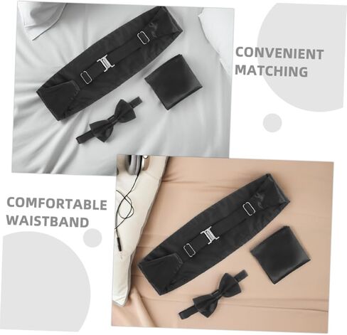 BESPORTBLE 6Pcs Male Cummerbund Set with Pre Tied Bow Tie Pocket Square Elegant Formal Accessories for Weddings Special Occasions Comfortable Fit Timeless Design in Saudi Arabia