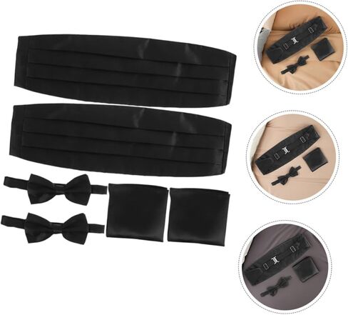 BESPORTBLE 6Pcs Male Cummerbund Set with Pre Tied Bow Tie Pocket Square Elegant Formal Accessories for Weddings Special Occasions Comfortable Fit Timeless Design in Saudi Arabia