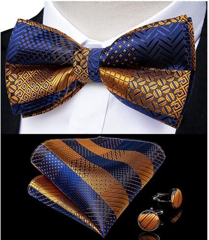 Men's Cummerbunds Striped Silk Bow Tie Set Pocket Square Brooch Chain Wedding Party Tuxedo Cummerbunds in Saudi Arabia
