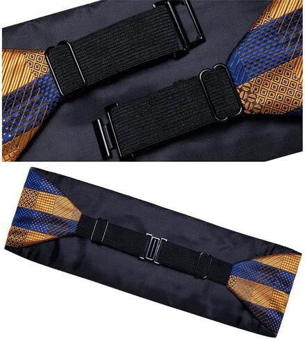 Men's Cummerbunds Striped Silk Bow Tie Set Pocket Square Brooch Chain Wedding Party Tuxedo Cummerbunds in Saudi Arabia