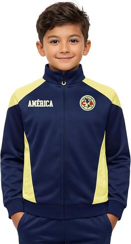 Icon Sports Club America Full Zip Track Jackets (Youth Small, NAVY - YELLOW STRIPE & RIB) in Saudi Arabia