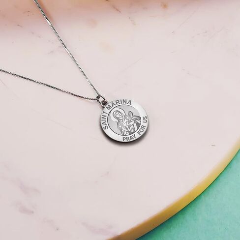 PicturesOnGold.com ميدالية سانت مارينا الدينية - مقاس 3/4 بوصة من النيكل من الفضة الاسترليني in Saudi Arabia