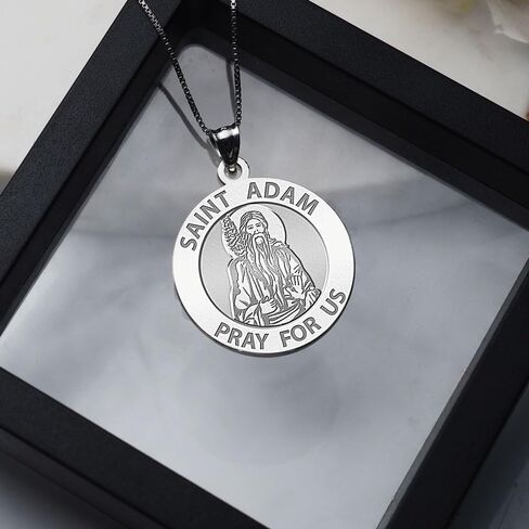 PicturesOnGold.com Saint Adam Round Religious Medal - - 2/3 Inch Size of Dime, Sterling Silver in Saudi Arabia
