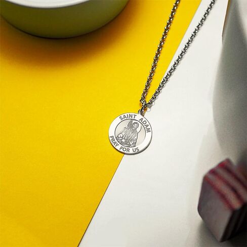 PicturesOnGold.com Saint Adam Round Religious Medal - - 2/3 Inch Size of Dime, Sterling Silver in Saudi Arabia