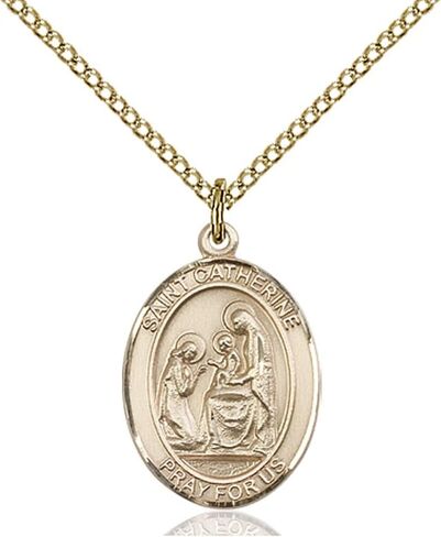 Bonyak Jewelry 14k Yellow Gold-Filled St. Catherine of Siena Pendant, Size 3/4 x 1/2 inches - Catholic Inspirations in Saudi Arabia