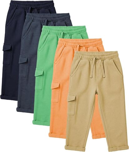 Andrew Scott Kids French Terry Joggers | 100% Cotton | Drawstring & Pockets Pants | Boys Girls | Multi Packs & Colors in Kuwait