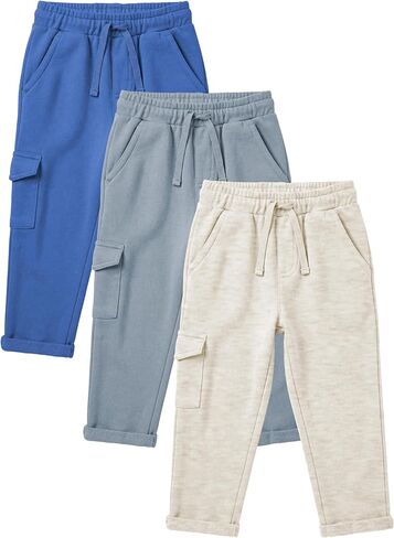 Andrew Scott Kids French Terry Joggers | 100% Cotton | Drawstring & Pockets Pants | Boys Girls | Multi Packs & Colors in Kuwait