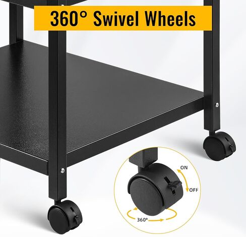 3-Tier Under Desk Printer Stand, 30-Inch Deep Large Printer Table with Height-Adjustable Shelf & 4 Lockable Wheels, Space-Saving Organizer for Home & Office in Saudi Arabia