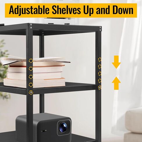 3-Tier Under Desk Printer Stand, 30-Inch Deep Large Printer Table with Height-Adjustable Shelf & 4 Lockable Wheels, Space-Saving Organizer for Home & Office in Saudi Arabia