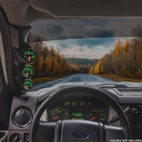 حامل قياس عمود ثلاثي أسود من GlowShift متوافق مع Ford Super Duty F-250 F-350 Power Stroke 2008-2010 - بلاستيك ABS - مثبت (3) 2-1/16 بوصة (52 مم) مقاييس على عمود A للشاحنة in Kuwait