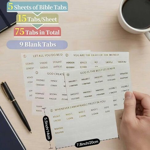 Bible Tabs for Women and Men, 75 Laminated Index Tabs with Embossed Gold Foil Lettering, Bible Tabs for Kids, Bible Study Supplies, Bible Journaling Supplies, Durable Neutral Bible Study Tabs in Saudi Arabia