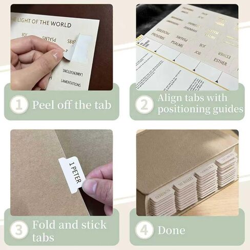 Bible Tabs for Women and Men, 75 Laminated Index Tabs with Embossed Gold Foil Lettering, Bible Tabs for Kids, Bible Study Supplies, Bible Journaling Supplies, Durable Neutral Bible Study Tabs in Saudi Arabia
