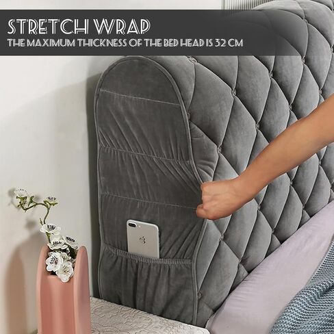 Thicken Bed Headboard Cover, Universal Stretch Bed Headboard Cover for Full Queen Cal King Size, Washable Quilted Bed Headboard Slipcover Dustproof Protector Cover for Bedroom Bed Headboard(A-Rose Red in Saudi Arabia