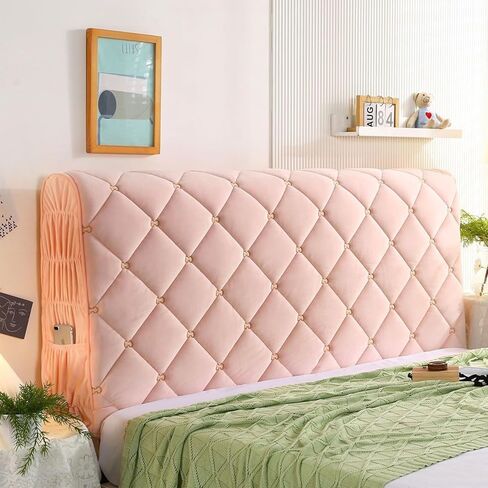 Thicken Bed Headboard Cover, Universal Stretch Bed Headboard Cover for Full Queen Cal King Size, Washable Quilted Bed Headboard Slipcover Dustproof Protector Cover for Bedroom Bed Headboard(A-Rose Red in Saudi Arabia