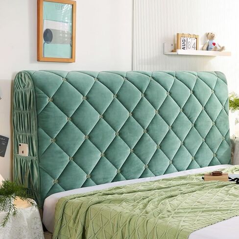 Thicken Bed Headboard Cover, Universal Stretch Bed Headboard Cover for Full Queen Cal King Size, Washable Quilted Bed Headboard Slipcover Dustproof Protector Cover for Bedroom Bed Headboard(A-Rose Red in Saudi Arabia