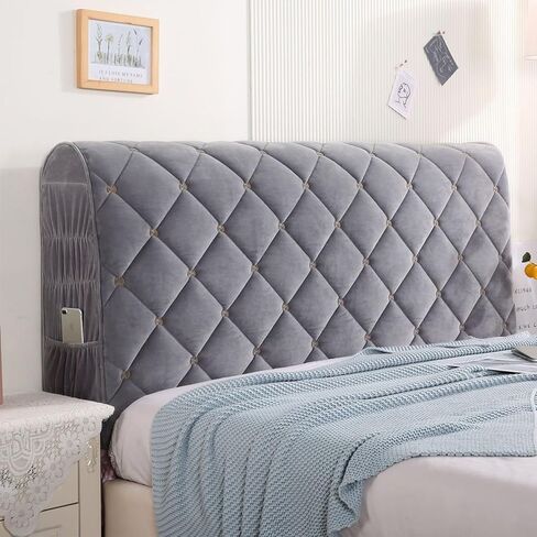 Thicken Bed Headboard Cover, Universal Stretch Bed Headboard Cover for Full Queen Cal King Size, Washable Quilted Bed Headboard Slipcover Dustproof Protector Cover for Bedroom Bed Headboard(A-Rose Red in Saudi Arabia