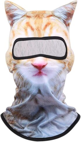 3D Printed Cat Rave Masks with Ears, Orange Cat Ski Sheisty Mask, Balaclava Face Sheisty Mask in Saudi Arabia