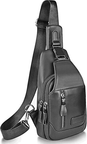 Sling Chest Bag for Men Waterproof Shoulder Backpack Anti Theft Purse Genuine Leather for Travel Work and Outdoors in Saudi Arabia