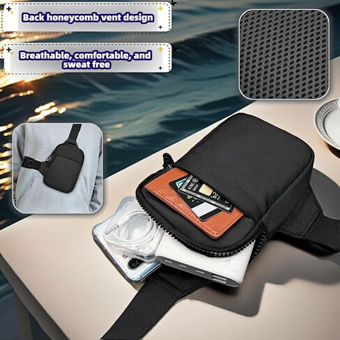 حقيبة كروس خفيفة الوزن مقاومة للماء، منظم متعدد الجيوب للهاتف والمفاتيح والأساسيات - حزمة صغيرة للجنسين للمشي لمسافات طويلة والتنقل وركوب الدراجات in Kuwait