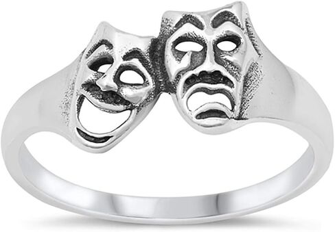 CloseoutWarehouse Sterling Silver Comedy Tragedy Face Ring in Saudi Arabia