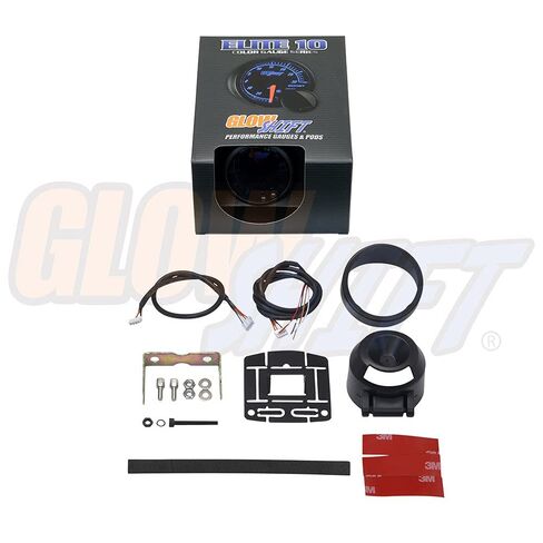 مقياس الفولتميتر GlowShift Elite 10 ألوان - نطاق الجهد 8-18 فولت - قرص أسود - عدسة ملونة - وظيفة استدعاء الذروة - 2-1/16 بوصة 52 مم in Saudi Arabia