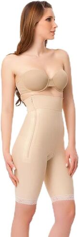 Isavela GR03 High Waist Abdominal Girdle with Zippers-XL-Beige in Saudi Arabia