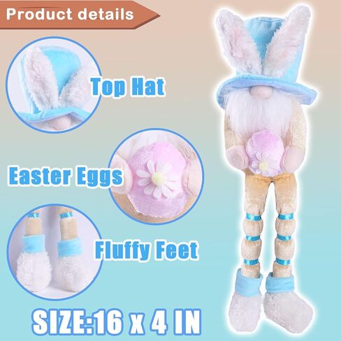 unanscre عيد الفصح التماثيل القطيفة - 3 قطع طويلة تتدلى الساق الأرنب التماثيل اليدوية عقد البيض زنبق زهرة الجزرة، أرنب قزم الدمى لعيد الفصح زخرفة الجدول المنزل، ديكور صينية المتدرج in Kuwait