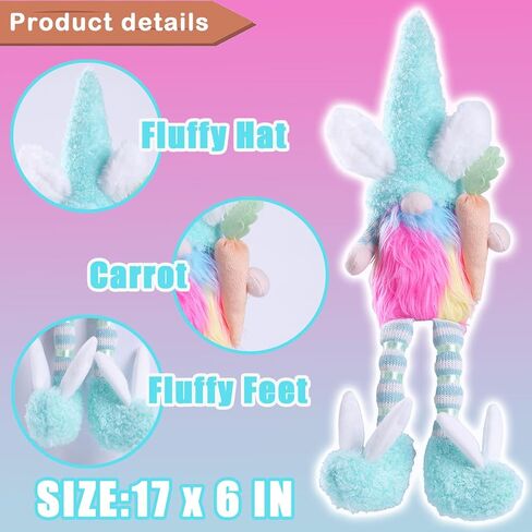 unanscre عيد الفصح التماثيل القطيفة - 3 قطع طويلة تتدلى الساق الأرنب التماثيل اليدوية عقد البيض زنبق زهرة الجزرة، أرنب قزم الدمى لعيد الفصح زخرفة الجدول المنزل، ديكور صينية المتدرج in Kuwait