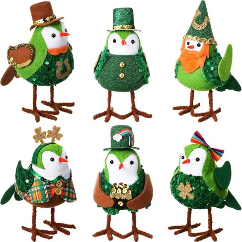 Blosssound 6 Pcs Plush Bird Decorations Bird Figurines Doll Table Ornament 6 Style Plush Sparrow for Gifts Indoor Outdoor Office Garden Birthday Party Favors Ornaments (Irish) in Kuwait