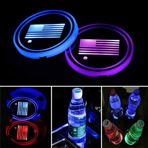 2 حزمة من أضواء حامل الأكواب LED، كوستر سيارة بمخالب الكلب مع 7 ألوان متغيرة لشحن USB، وسادة كأس مضيئة لتزيين مصباح الجو الداخلي in Saudi Arabia