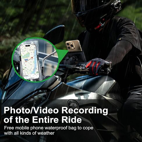 حامل هاتف للدراجة النارية من Vitog مع جراب مقاوم للماء، مشبك قابل للدوران 360 درجة، لا يوجد حجب للكاميرا، حماية ضد المطر، حامل هاتف الدراجة مع قبضة ثابتة، مناسب عالمي للدراجات النارية/السكوتر/ATV in Kuwait