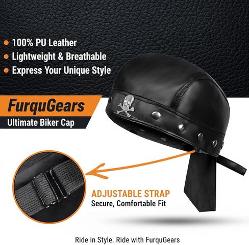 Leather Doo Rag Adjustable Biker Headwrap and Leather Bandana Biker Skull Cap for Men & Women in Saudi Arabia