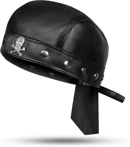 Leather Doo Rag Adjustable Biker Headwrap and Leather Bandana Biker Skull Cap for Men & Women in Saudi Arabia