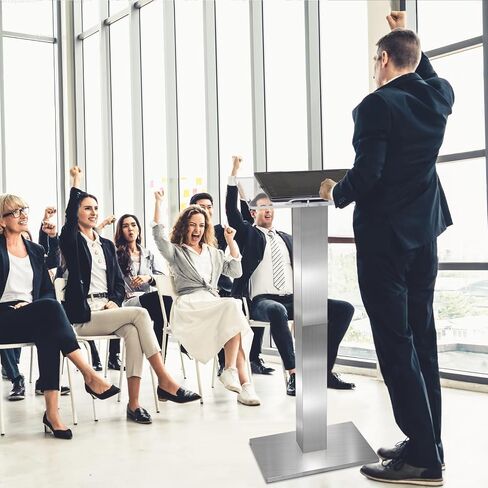 حامل منصة من الفولاذ المقاوم للصدأ مع سطح قراءة أكريليك ومدخل كابل مخفي، حامل منصة احترافي حديث مع زخرفة خشبية للكنيسة، حامل منصة للكنيسة والمؤتمرات والخطاب والزفاف in Kuwait