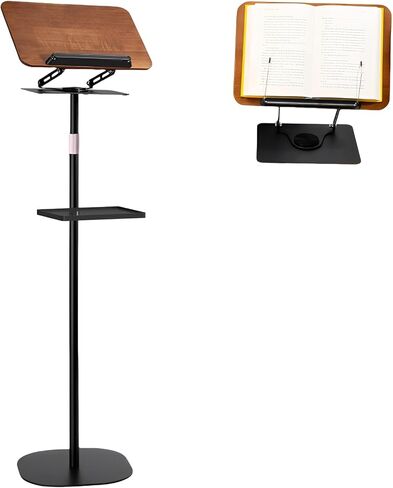 حامل منصة ومنبر قابل للتعديل وحامل كتب مع صينية تخزين قابلة للفصل وطاولة دوارة 360 درجة وقاعدة معدنية شديدة التحمل للعروض التقديمية والكلام والكنيسة والفصول الدراسية (أبيض) in Kuwait