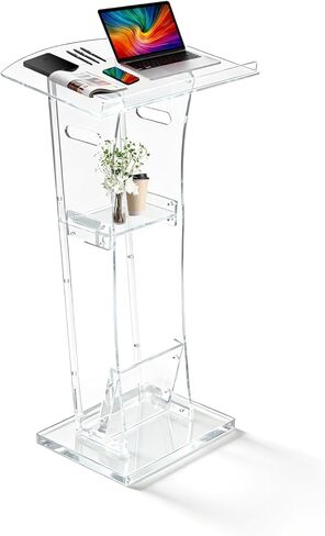 47" Transparent Clear Acrylic Podium&Lectern Stand Portable with Storage Shelf, pulpits for Churches, for Speech, for Presentation, Shtender in Saudi Arabia