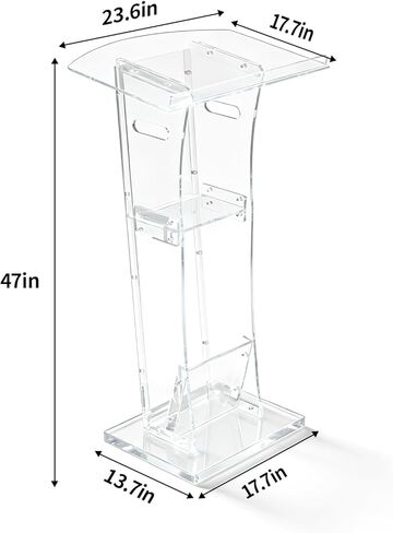 47" Transparent Clear Acrylic Podium&Lectern Stand Portable with Storage Shelf, pulpits for Churches, for Speech, for Presentation, Shtender in Saudi Arabia
