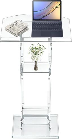 47" Transparent Clear Acrylic Podium&Lectern Stand Portable with Storage Shelf, pulpits for Churches, for Speech, for Presentation, Shtender in Saudi Arabia